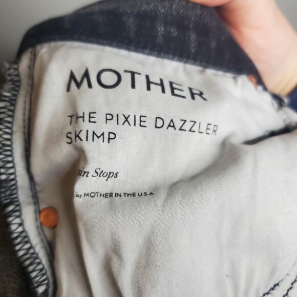 MOTHER Denim The Pixie Dazzler Skimp in Train Stops Jeans Size 26 Grey Acid Wash - Picture 6 of 16